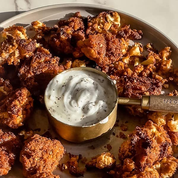 Crispy Cauliflower Wings with Healthy Homemade Ranch