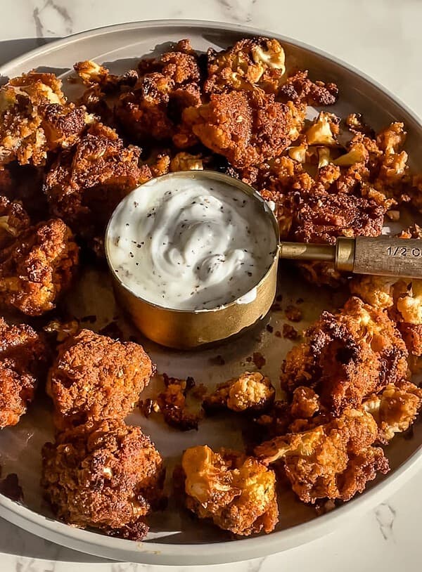 Crispy Cauliflower Wings with Healthy Homemade Ranch