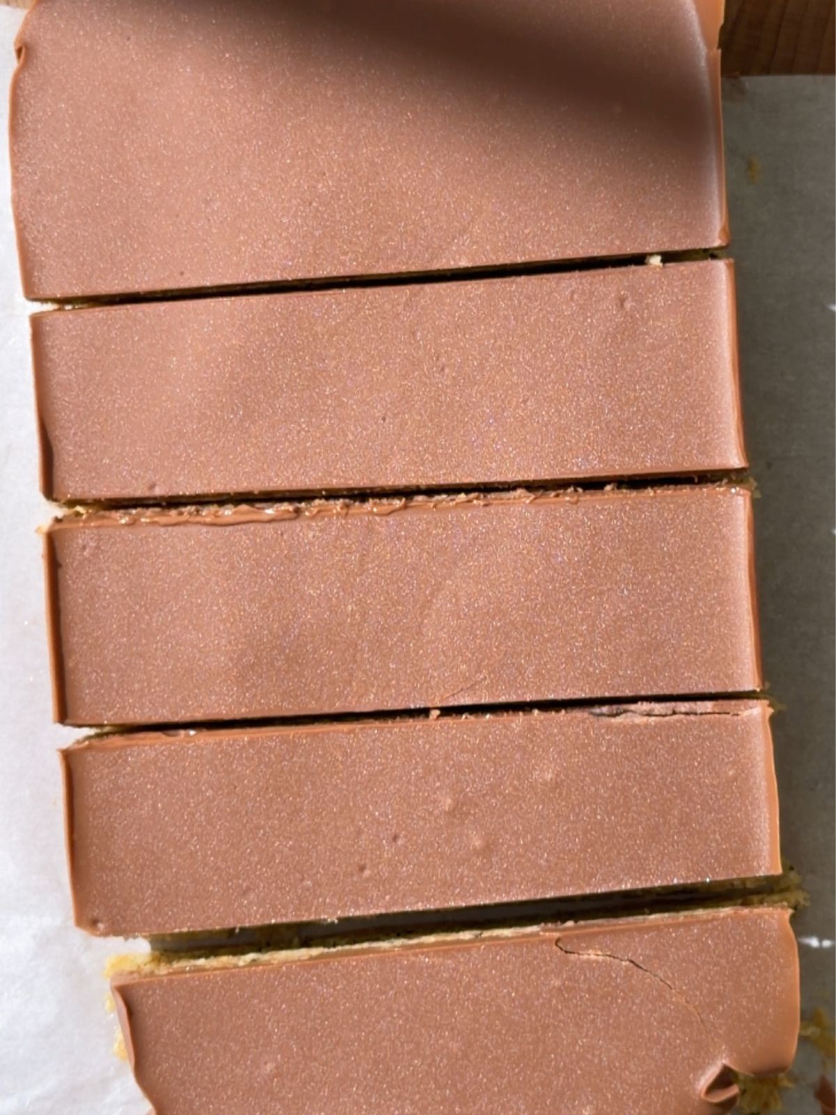 No-bake chocolate peanut butter hemp seed bars sliced into even pieces.